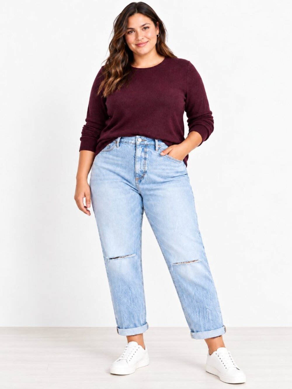 LOFT Plus High Waist Boyfriend Jeans Distressed Medium Wash Size 16 NWT